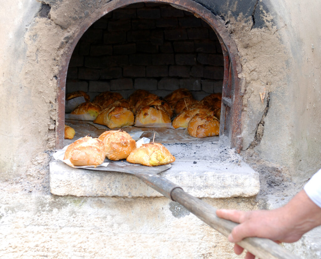 Baking Bread in Pizza Oven
