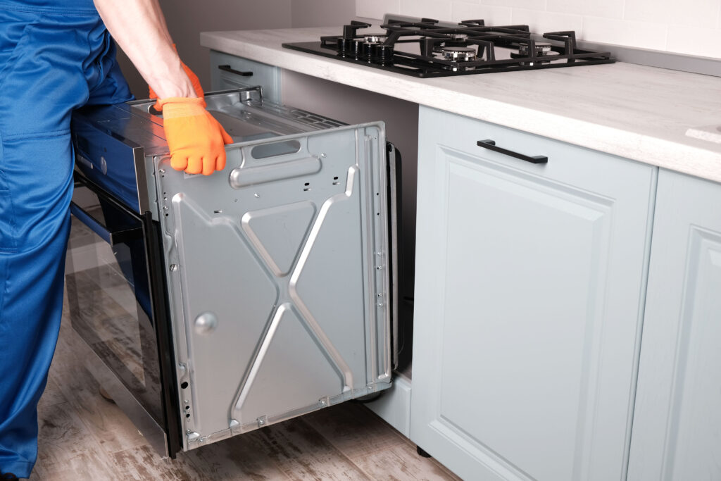 Process 
of installing an electric oven in kitchen